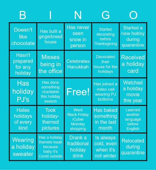 Rad AI Holiday Bingo Card