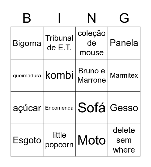 Bingo Corujas \o/ Bingo Card