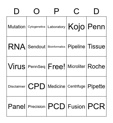 PCD Bingo Card