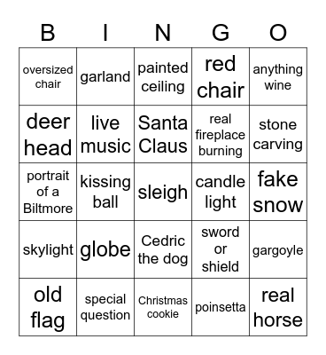 Christmas Biltmore Bingo Card