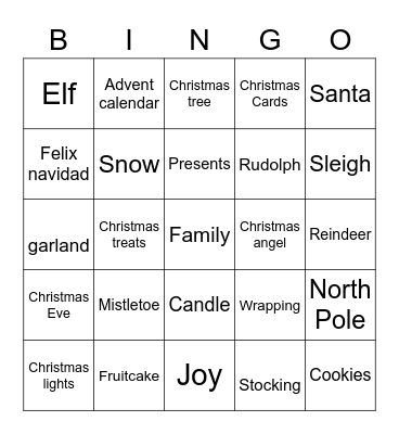 Holiday Fun! Bingo Card