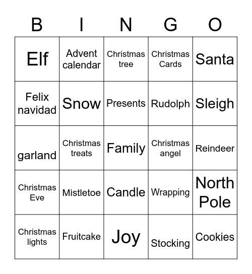 Holiday Fun! Bingo Card