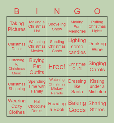✨ Christmas Activities 🎄 Bingo Card