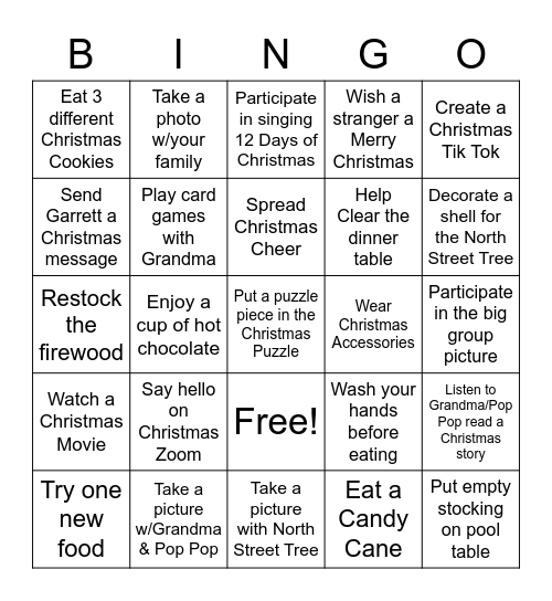 Quarantine Christmas Bingo Card