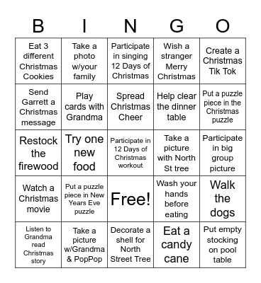 Quarantine Christmas Bingo Card