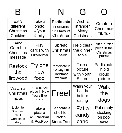 Quarantine Christmas Bingo Card