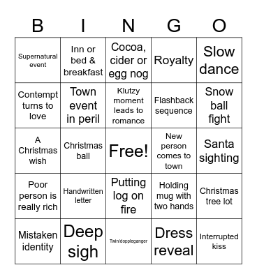 Christmas Movie Bingo Card