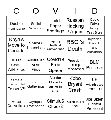 Steimer 2020 Christmas Bingo Card