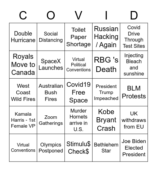 Steimer 2020 Christmas Bingo Card