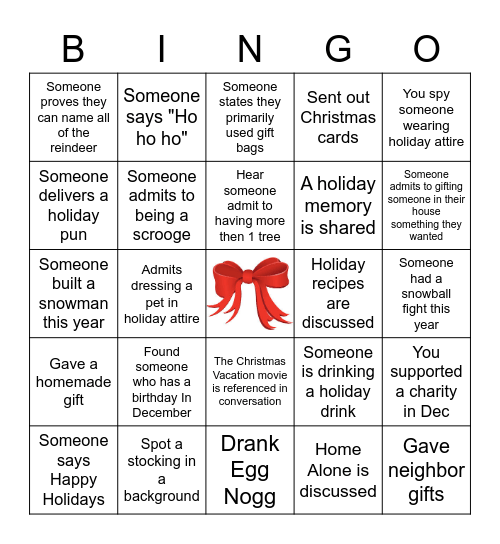 ORM 2020 Virtual Holiday Bingo Card