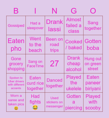 Megana and I have Bingo Card