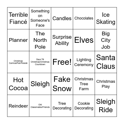 Christmas Movie Bingo Card