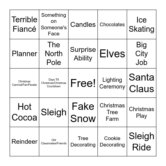Christmas Movie Bingo Card