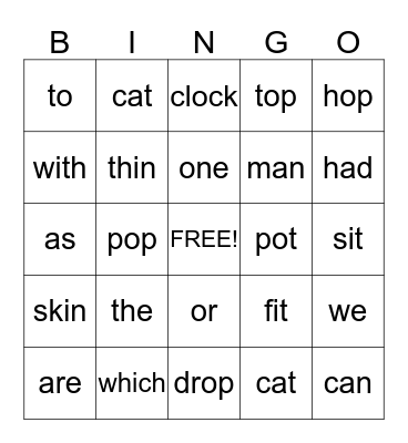 kenneth Bingo Card