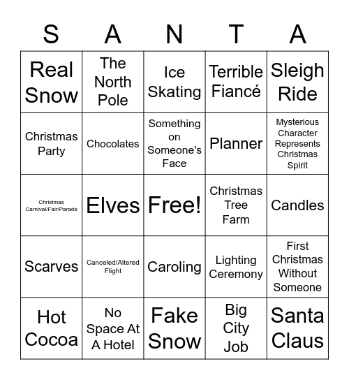 Christmas Movie Bingo Card