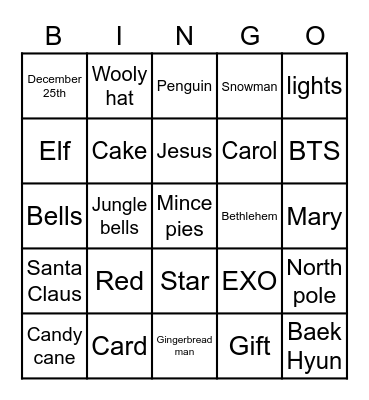 Christmas bingo Card