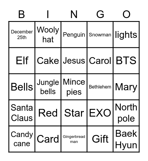 Christmas bingo Card