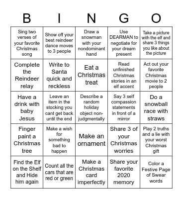 Holiday Exposure Bingo Card