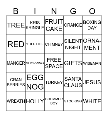 CHRISTMAS BINGO Card