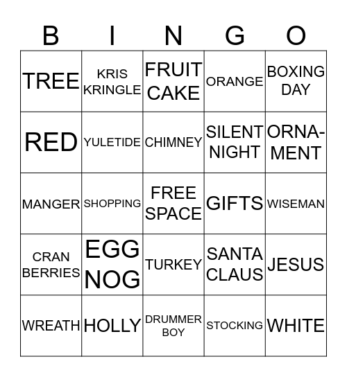 CHRISTMAS BINGO Card