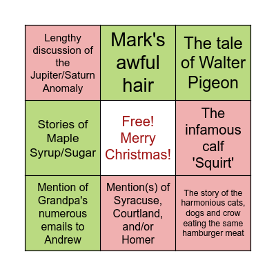 Christmas with the Bushes Bingo Card