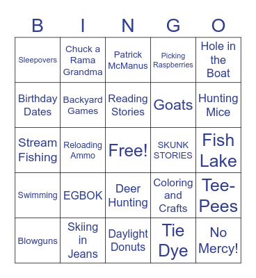GRANDMA AND GRANDPA BINGO!! Bingo Card