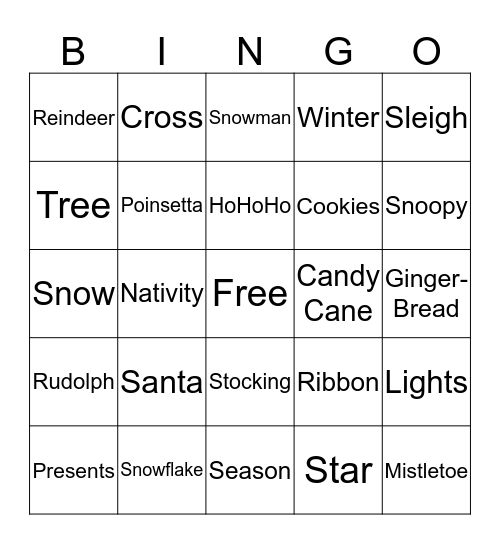 Merry Christmas Bingo Card