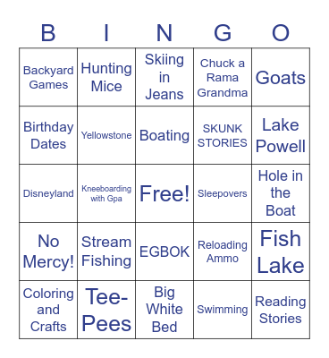 GRANDMA AND GRANDPA BINGO!! Bingo Card