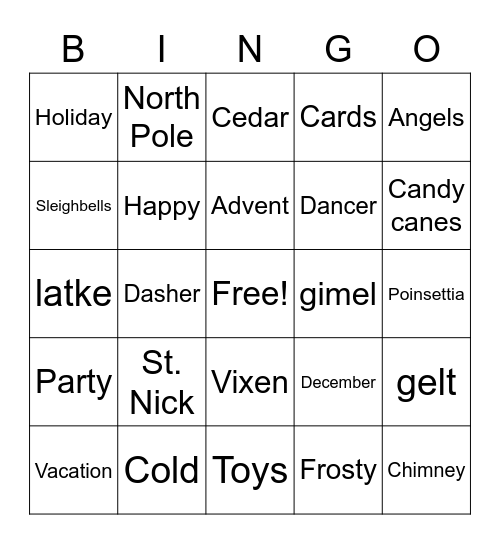 Framily Christmaskah Bingo Card