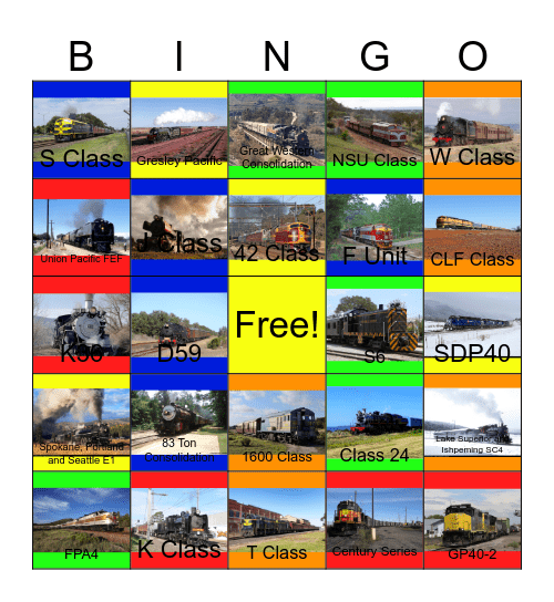 Railway Lines in Western North America and Australia Bingo Card