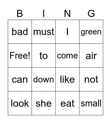Sight Words Review (Henry) Bingo Card