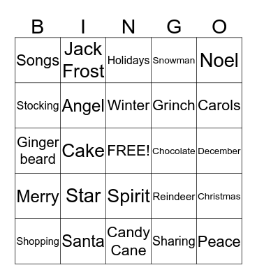 Christmas Bingo Card