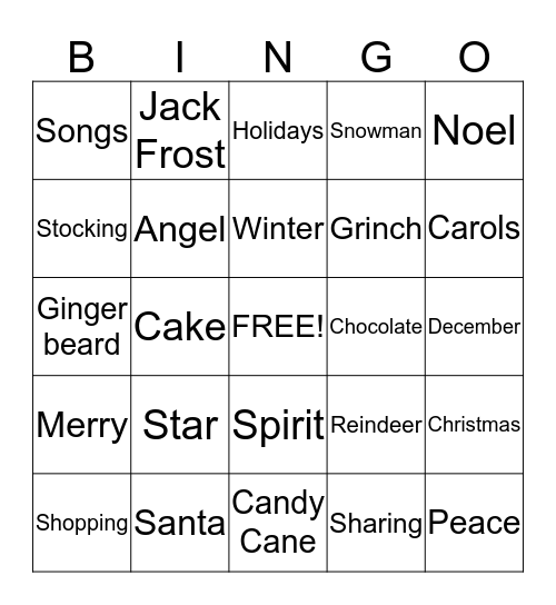 Christmas Bingo Card