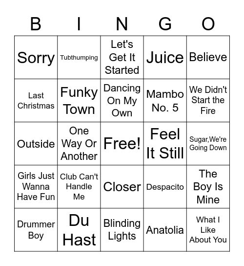 Pressbooks Musical Bingo Party Bingo Card