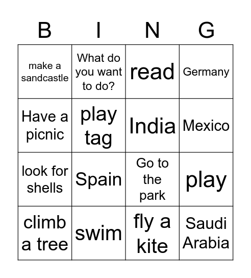 P3/1 Bingo for Wednesday Bingo Card