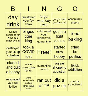 2020 Bingo Card