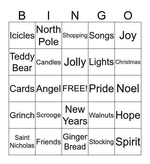 Christmas Bingo Card