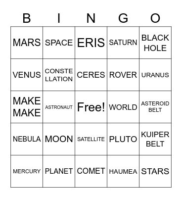 Out of the World Bingo Card