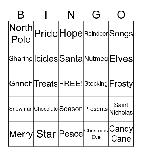 Christmas Bingo Card