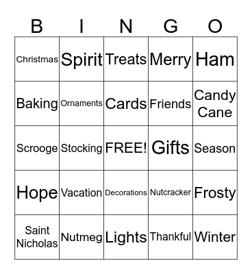 Christmas Bingo Card