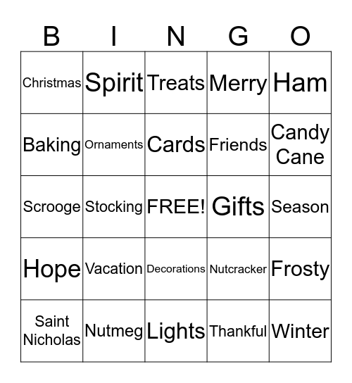 Christmas Bingo Card
