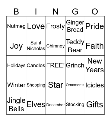 Christmas Bingo  Bingo Card