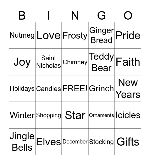 Christmas Bingo  Bingo Card