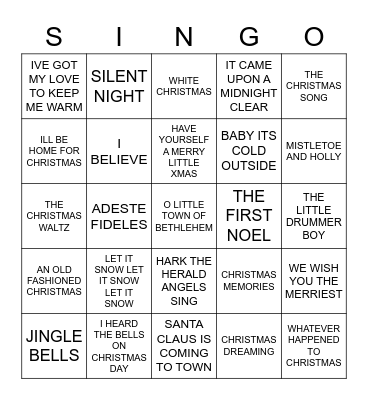 517 A FRANK SINATRA CHRISTMAS Bingo Card