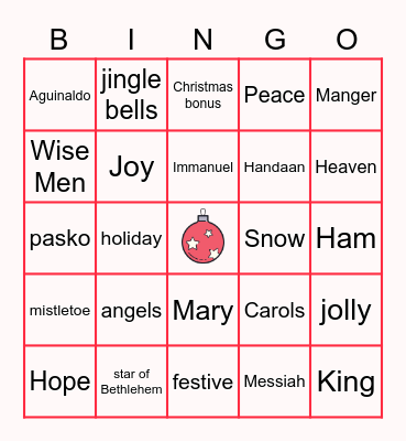 Chestnut Christmas Party Bingo Card