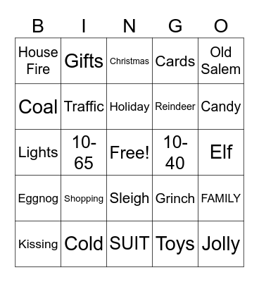 KLS Christmas Party Bingo Card