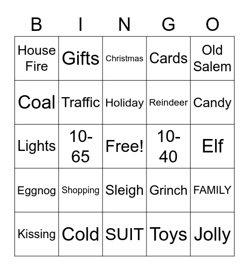 KLS Christmas Party Bingo Card