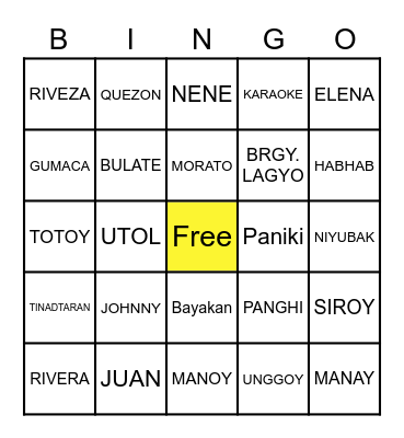 MORATO FAMILY Bingo Card