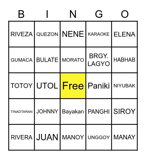 MORATO FAMILY Bingo Card