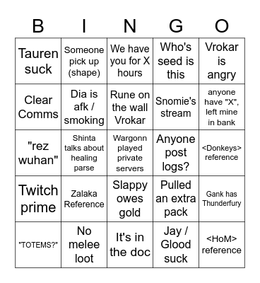 <Mandatory Fun> Bingo Card